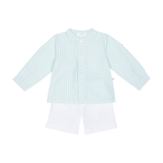 Deolinda 26646 - brisa boys mint stripe shirt and short set