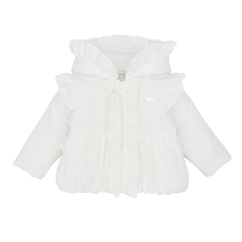 Girls off white frill jacket