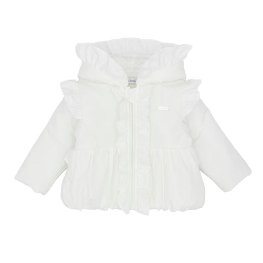Girls off white frill jacket