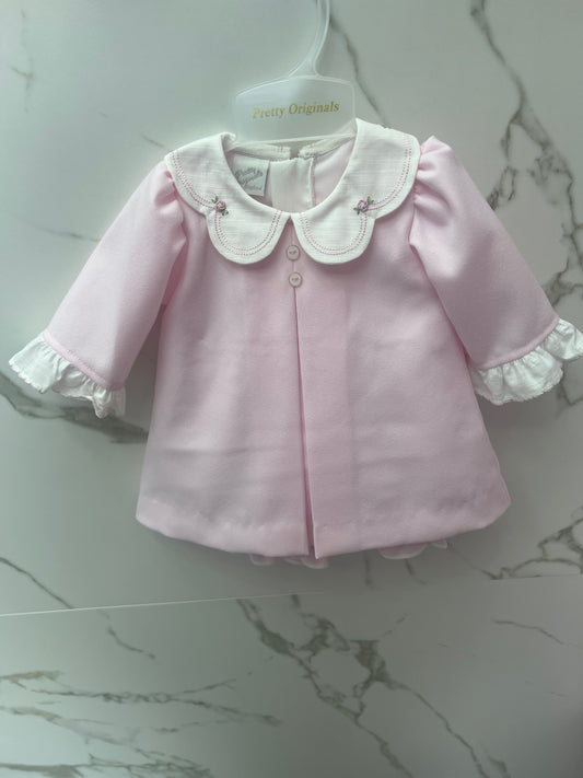 Pretty originals AW25 - pink baby dress & bloomers BD02360A