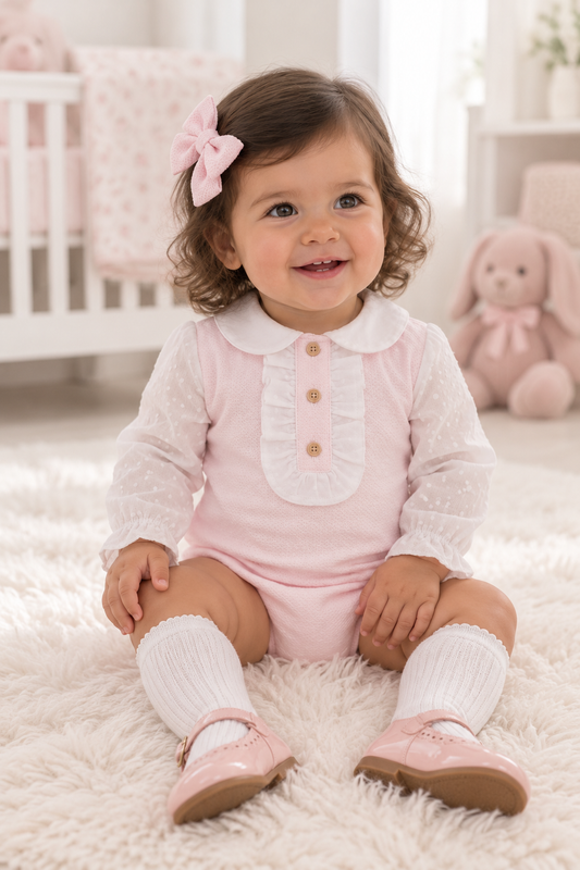 Pink swiss dot romper - 62108