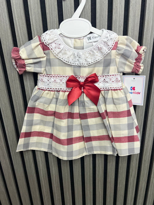 Kleo kids AW25 - girls red tartan dress