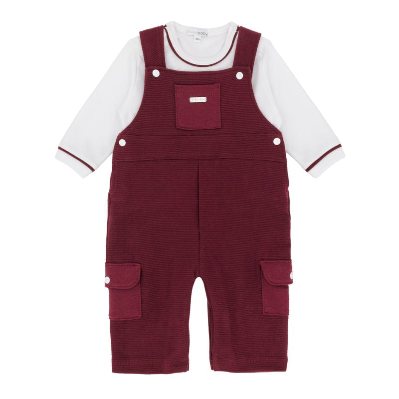 Boys Bordeaux dungaree set - BB3228