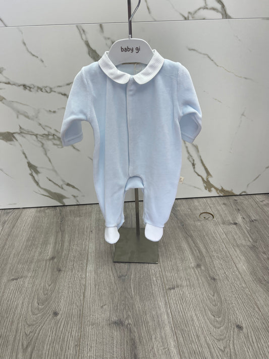 Baby gi blue velour angel wing babygrow