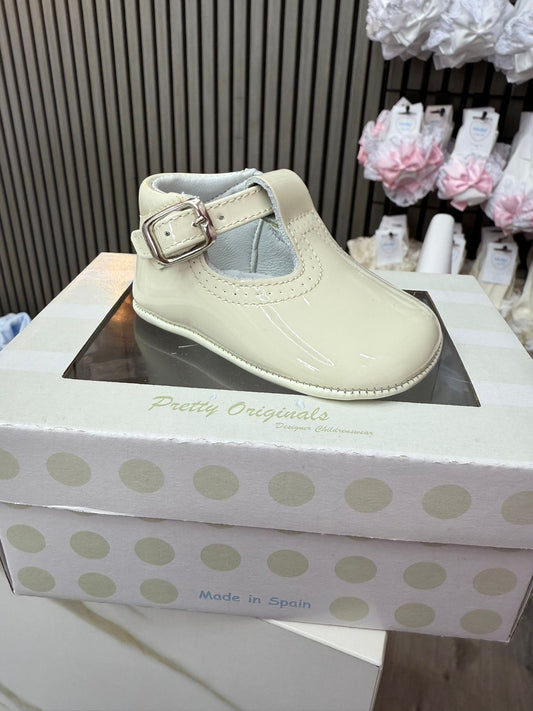 Pretty originals baby boys ivory patent shoes