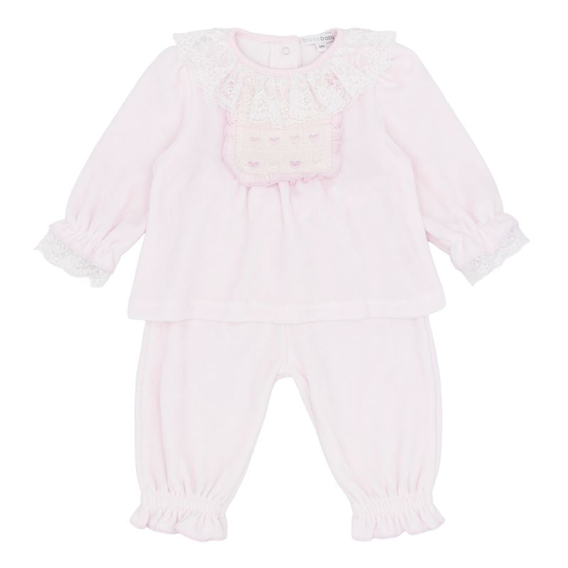 Girls pink velour trouser set - BB3195