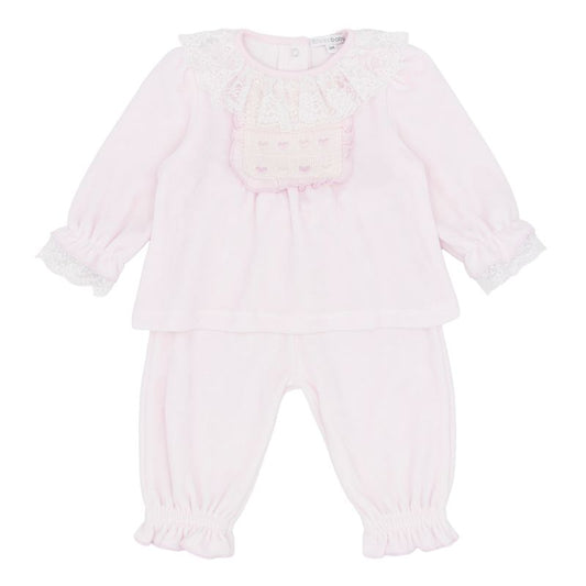 Girls pink velour trouser set - BB3195