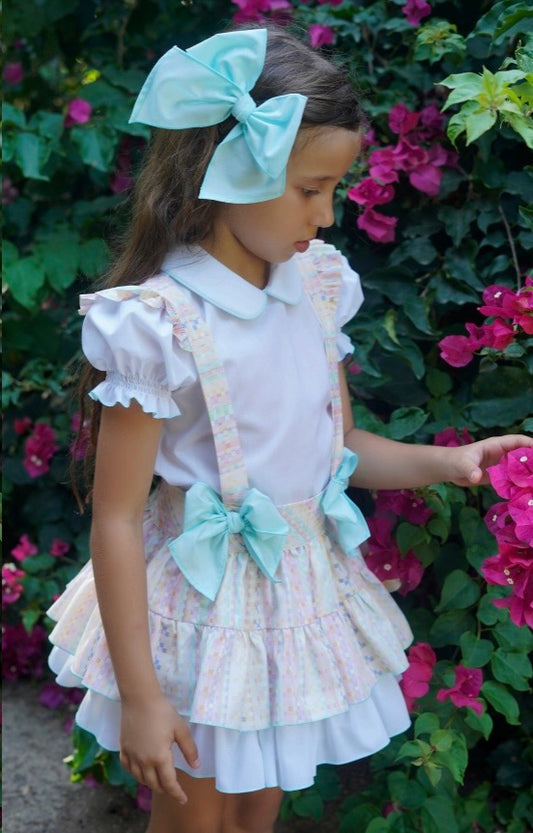 Babine girls pastel shirt & pinafore set - PREORDER