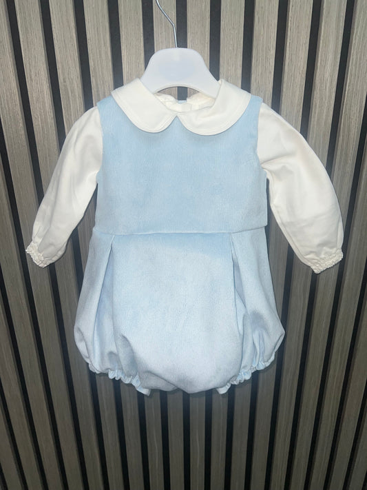 Fofettes AW25 - pale blue romper with ivory cotton blouse