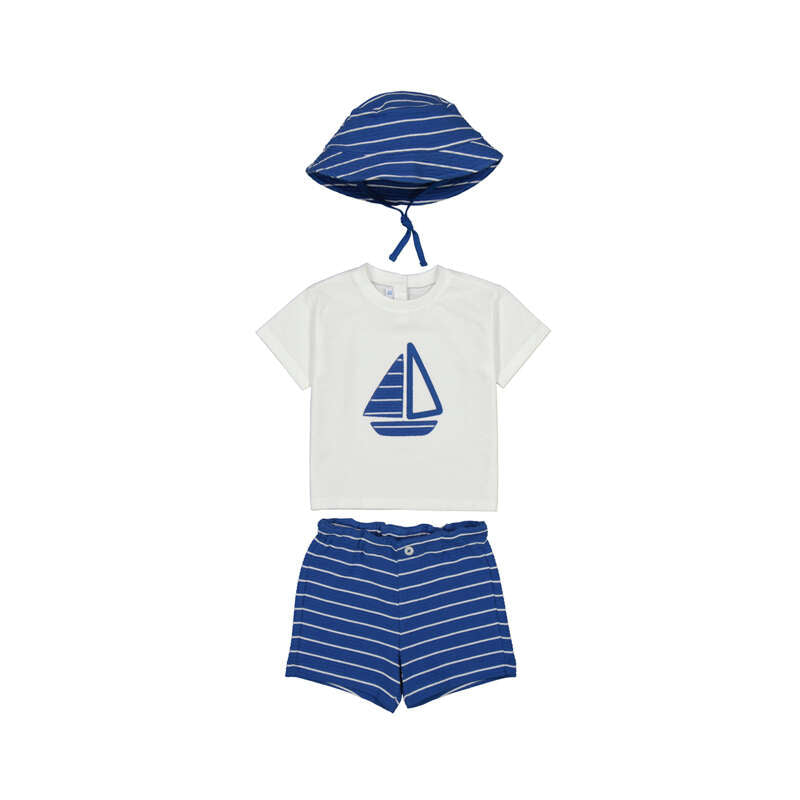 Mayoral 1666 - blue boat short set with hat