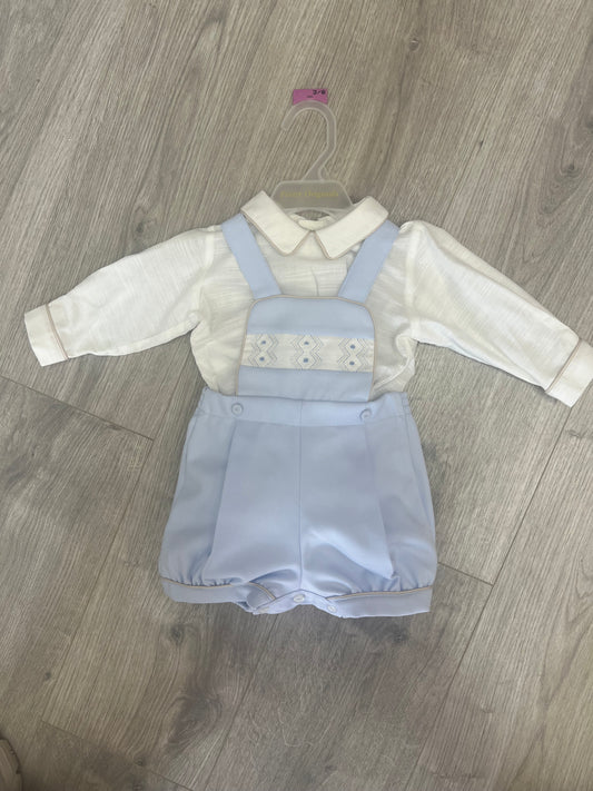Pretty originals AW25 - boys pale blue dungaree short set DL62346E