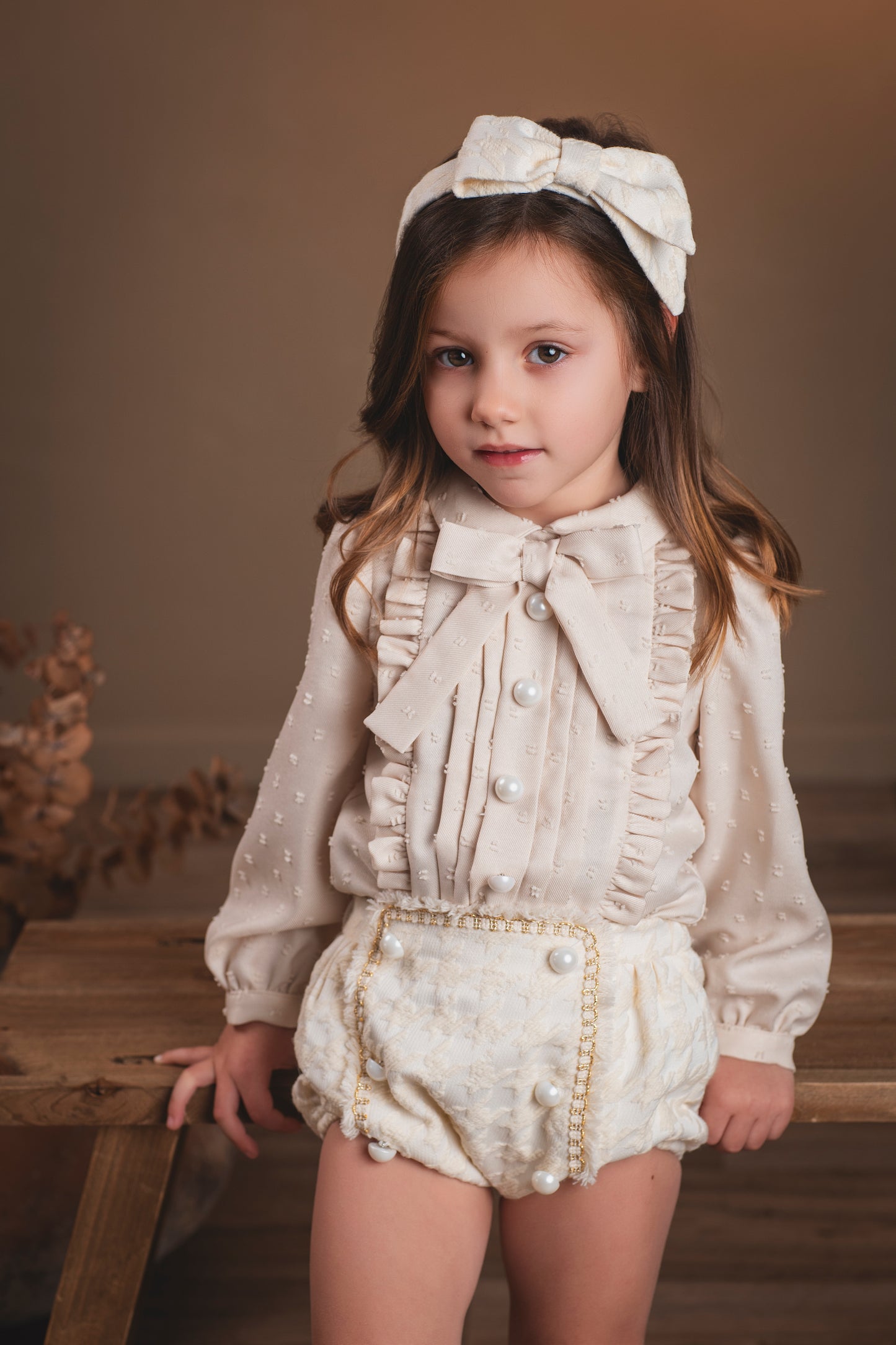 Rochy girls ivory bow headband