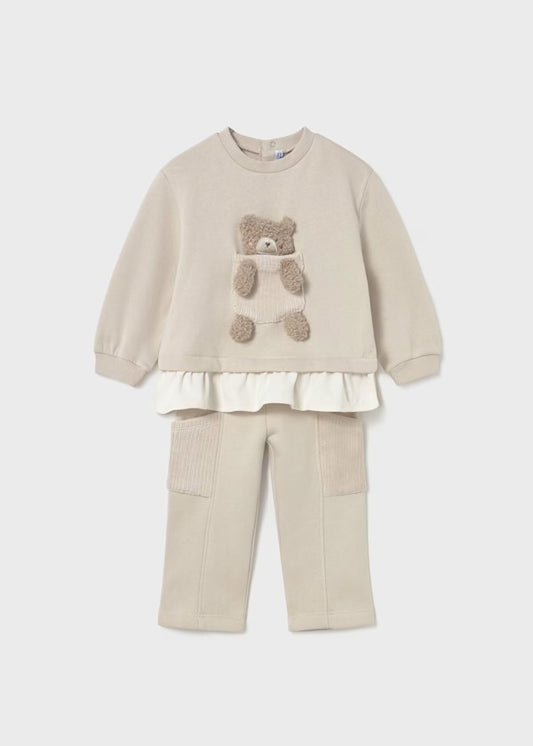 Mayoral AW25 - beige girls teddy tracksuit