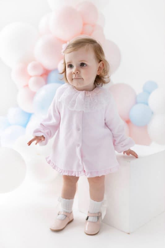 Pink velour button front jam pant set - BB3123