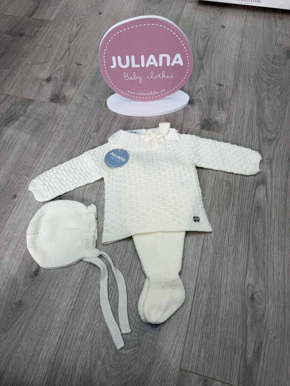 Girls ivory knitted 3 piece - 26566