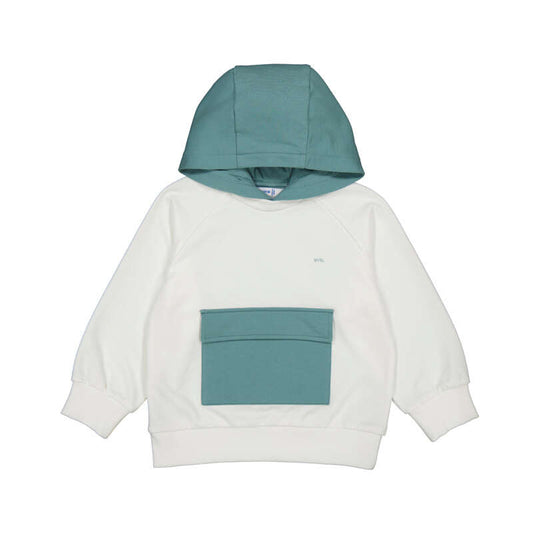 Mayoral 3433 - boys white hoodie with green detail