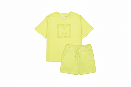 Mayoral boys green short set