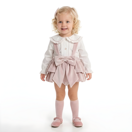 Girls pink velvet jam pant set - 813/807