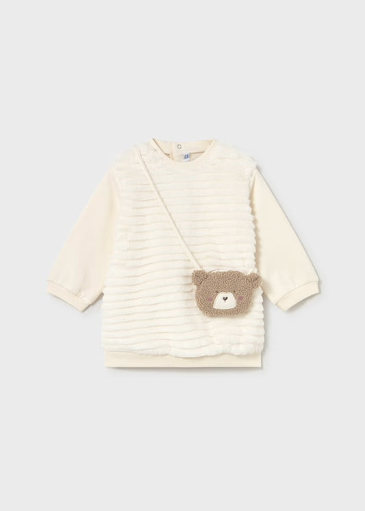Mayoral AW25 2919 - baby girls teddy bear dress with bag