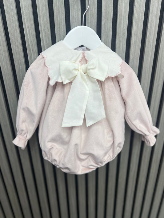 Fofettes AW25 girls pink velvet romper
