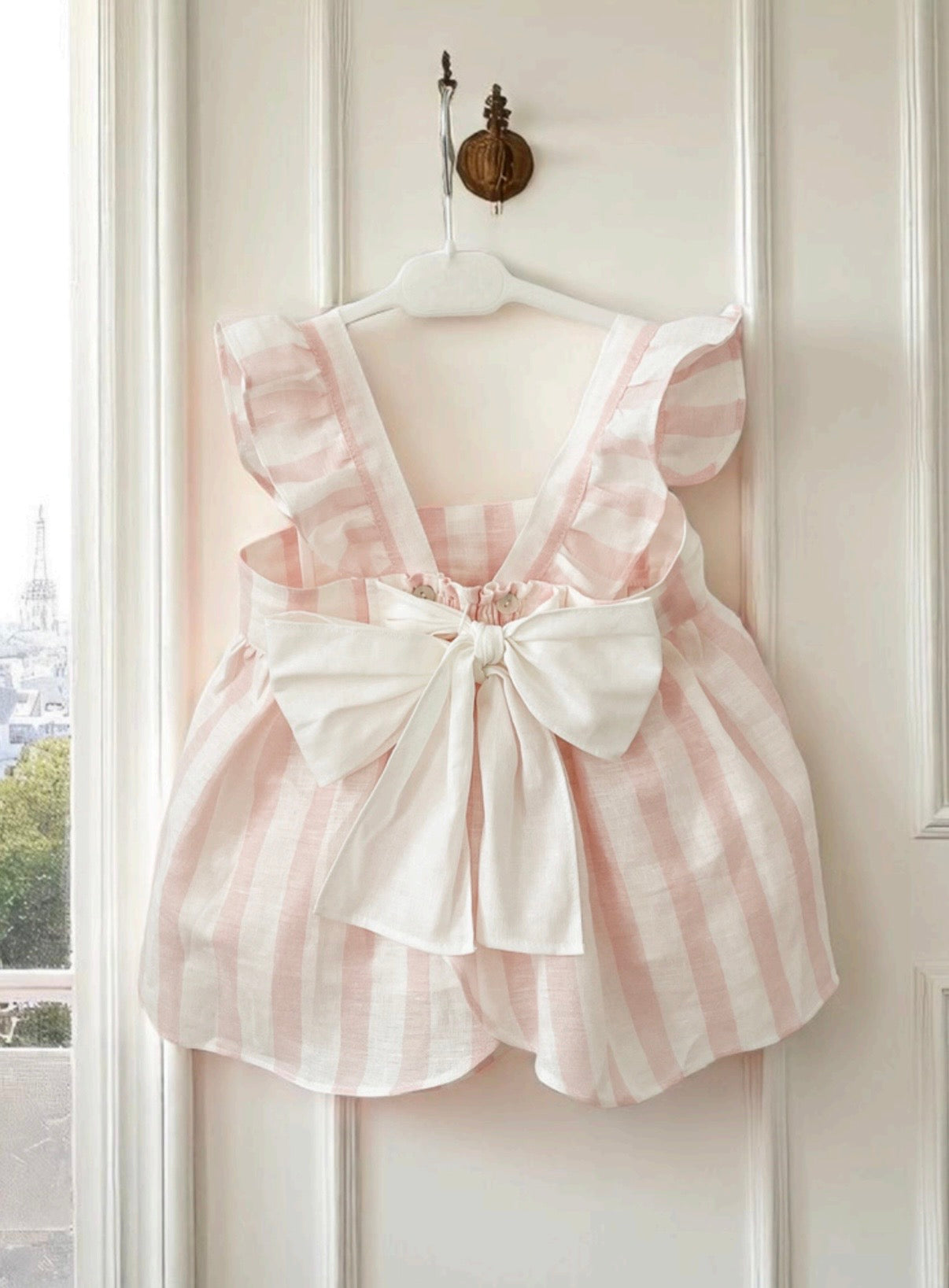 Pink stripe linen pant set
