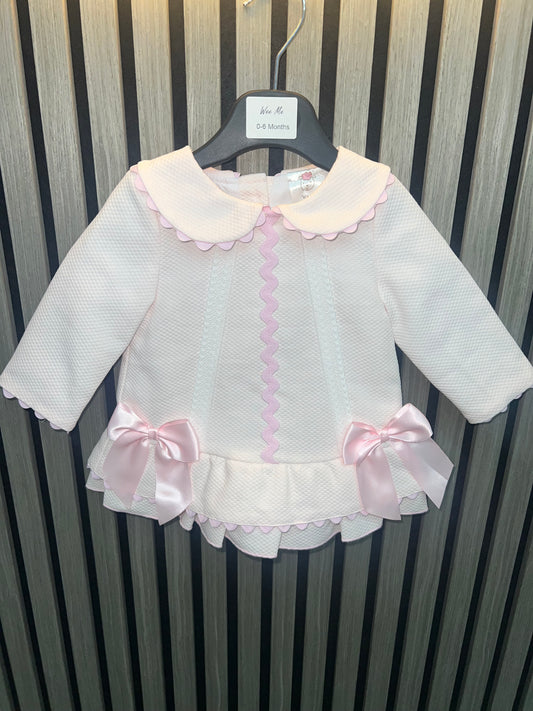 Wee me AW25 2534 - pink waffle dress with knickers