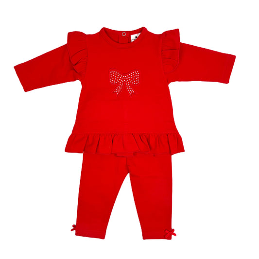Kleo kids AW25 - red diamanté bow trouser set