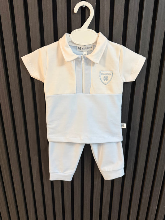 Kleo kids 26/908 boys blue & white trouser set