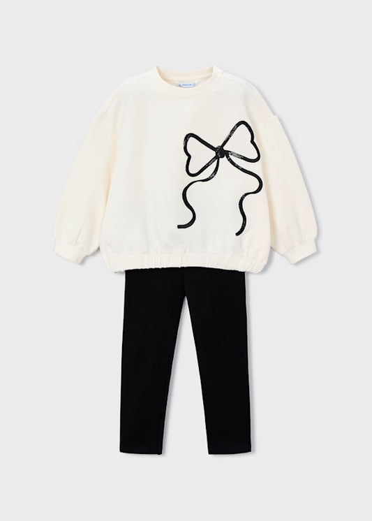 Mayoral AW25 4720 - black legging set with bow jumper