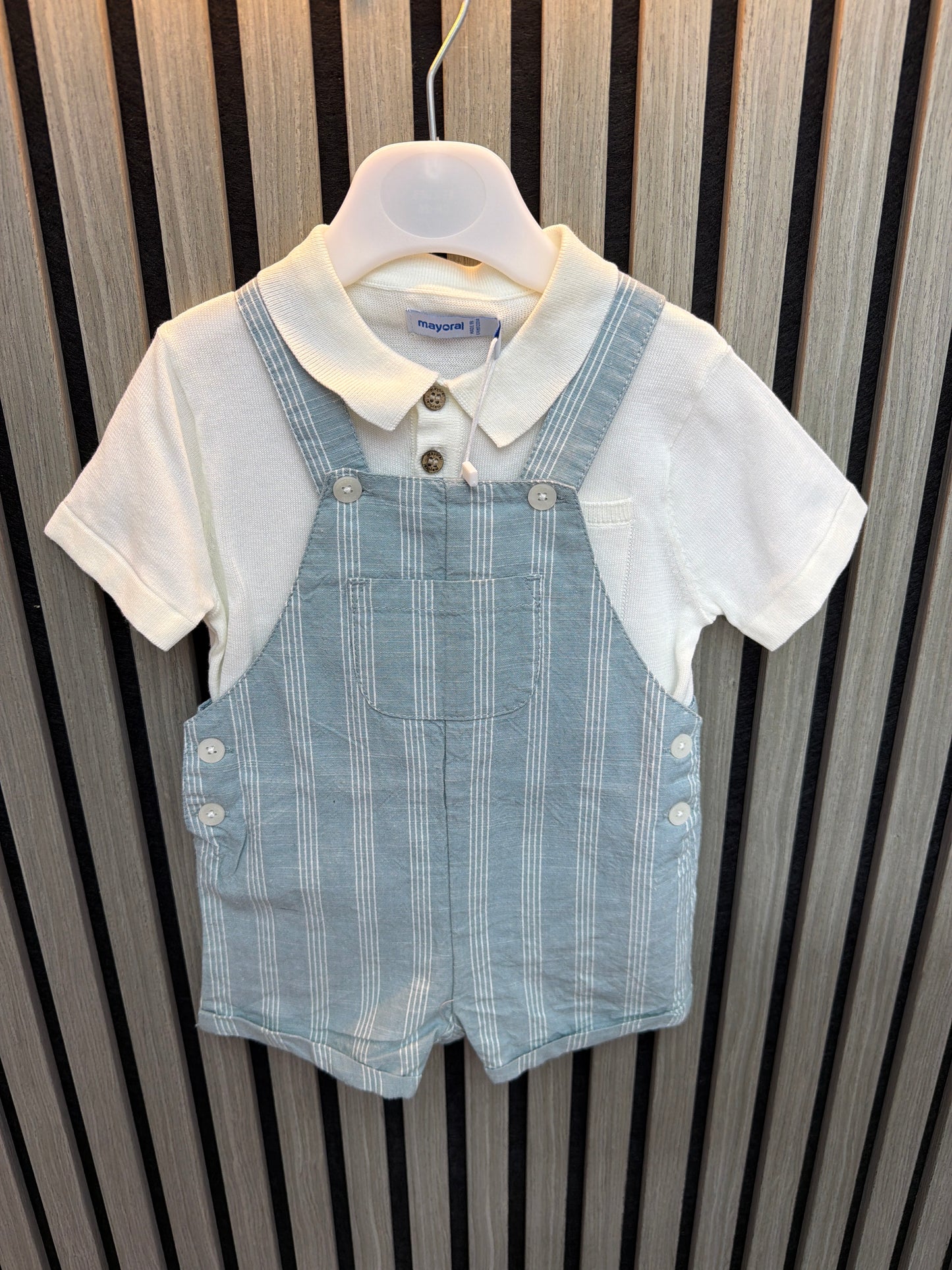 Mayoral 1109 mint dungaree with knitted polo
