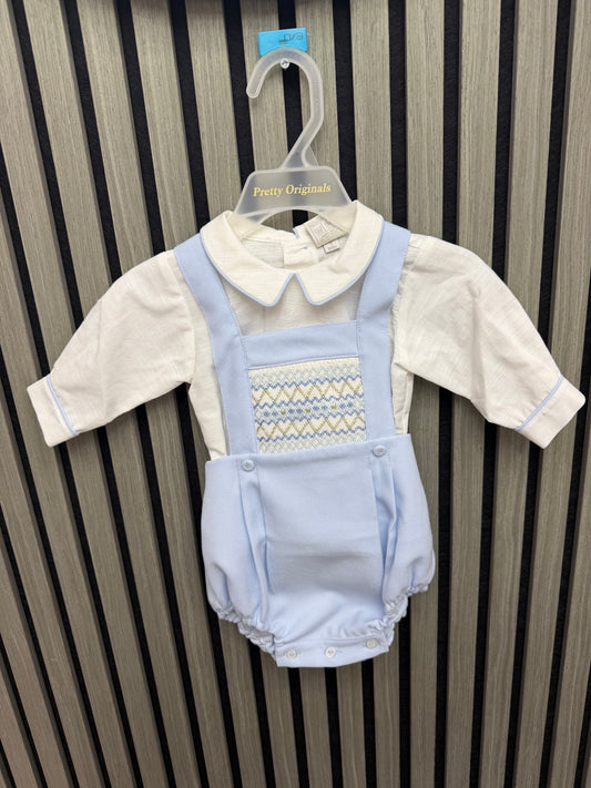 Pretty originals AW26 - boys pale blue & green romper set