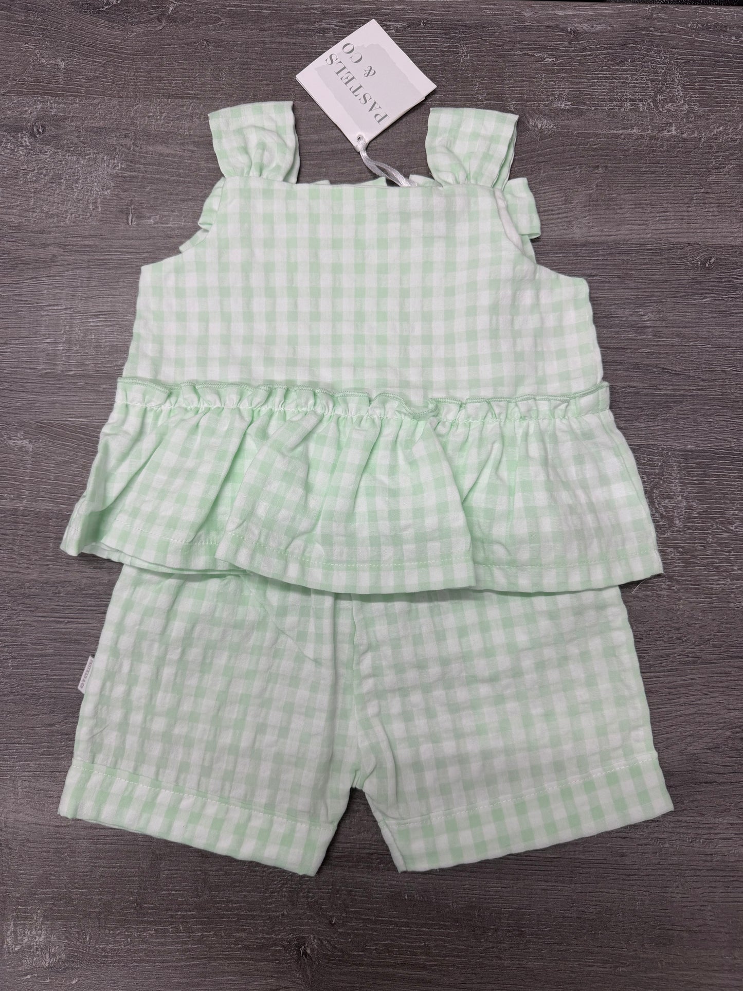 Pastels & Co Rowan mint gingham top and short set