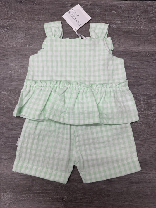 Pastels & Co Rowan mint gingham top and short set