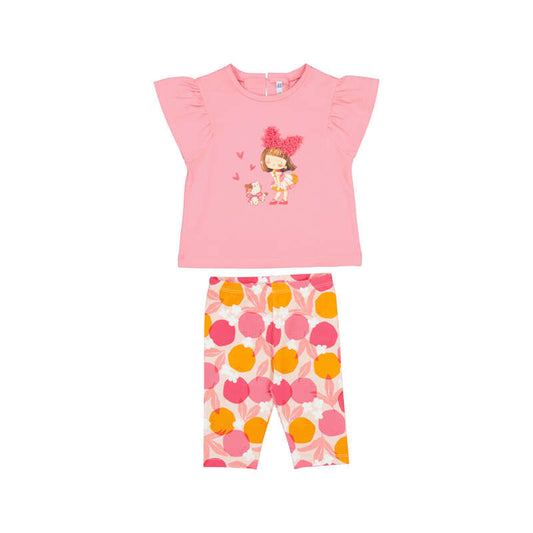 Mayoral 1751 - girls pink orange print legging set