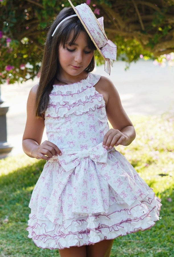 Babine girls ditsy bow print dress - PREORDER