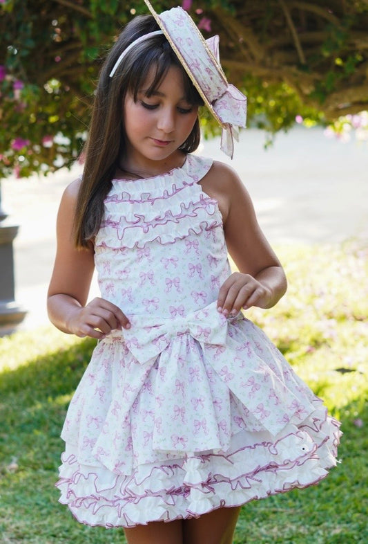 Babine girls ditsy bow print dress - PREORDER