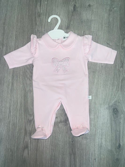 Kleo kids AW25 - pink diamanté bow babygrow