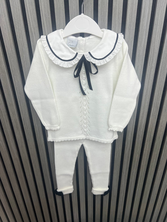 Granlei girls ivory/black trouser set
