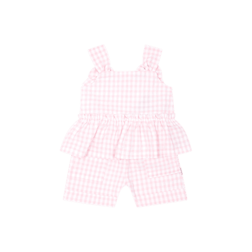 Pastels & Co Rowan pink gingham top and short set