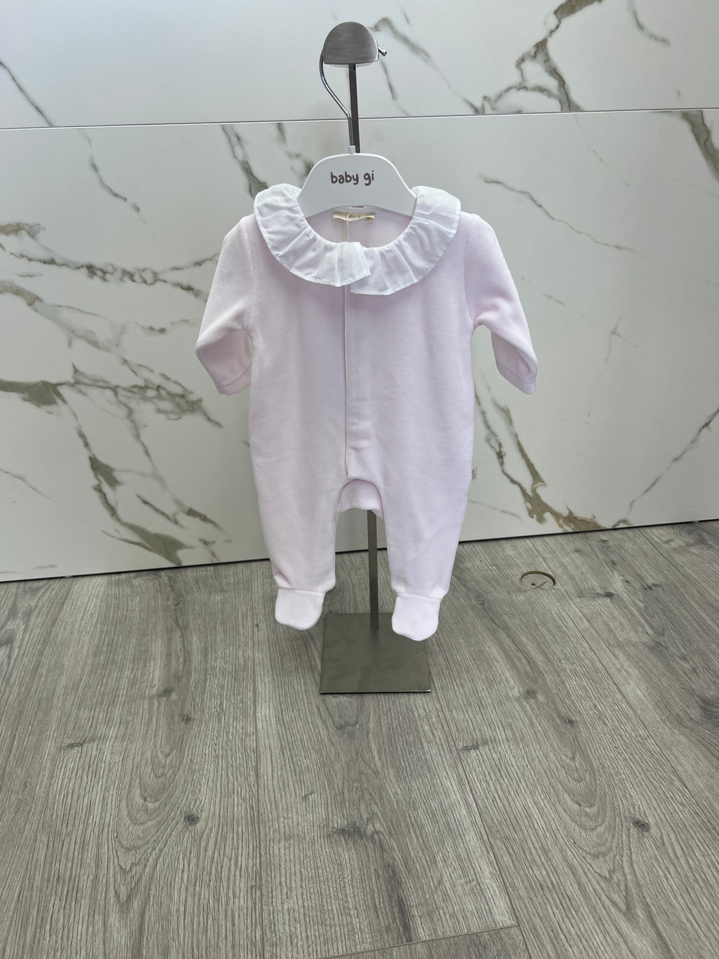 Baby gi pink velour angel wing babygrow