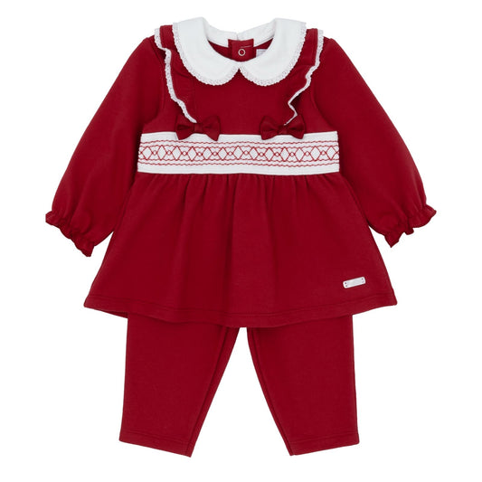 Amore 25 red girls smocked tunic & legging set - AM0001