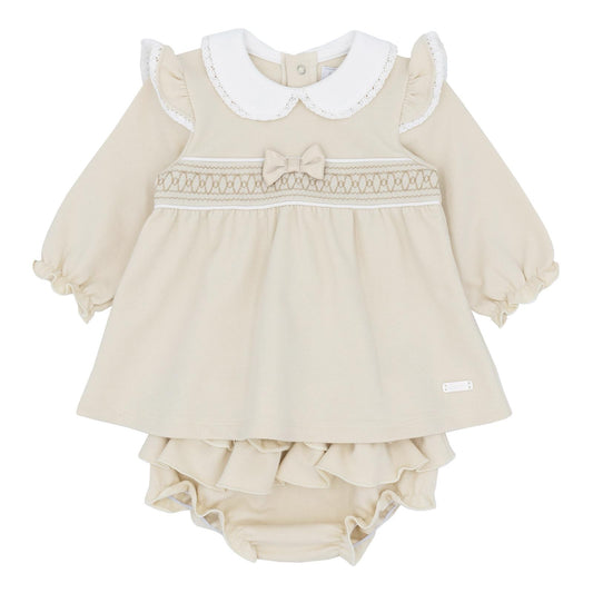 Amore 25 girls beige smocked jam pant set - AM0002