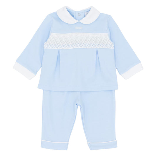 Amore boys blue smocked 2 piece - AM0023