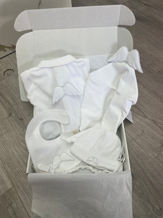 Baby gi AW25 - white unisex angel velour gift set