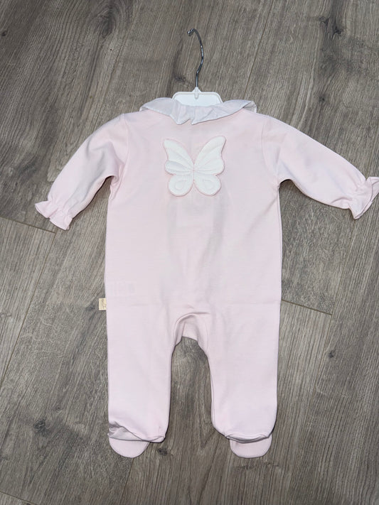 Baby Gi SS26 pink Butterfly babygrow