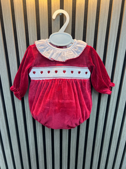 Kleo kids AW25 red velour heart romper