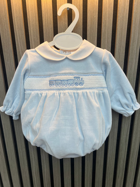 Kleo kids AW25 blue train velour romper
