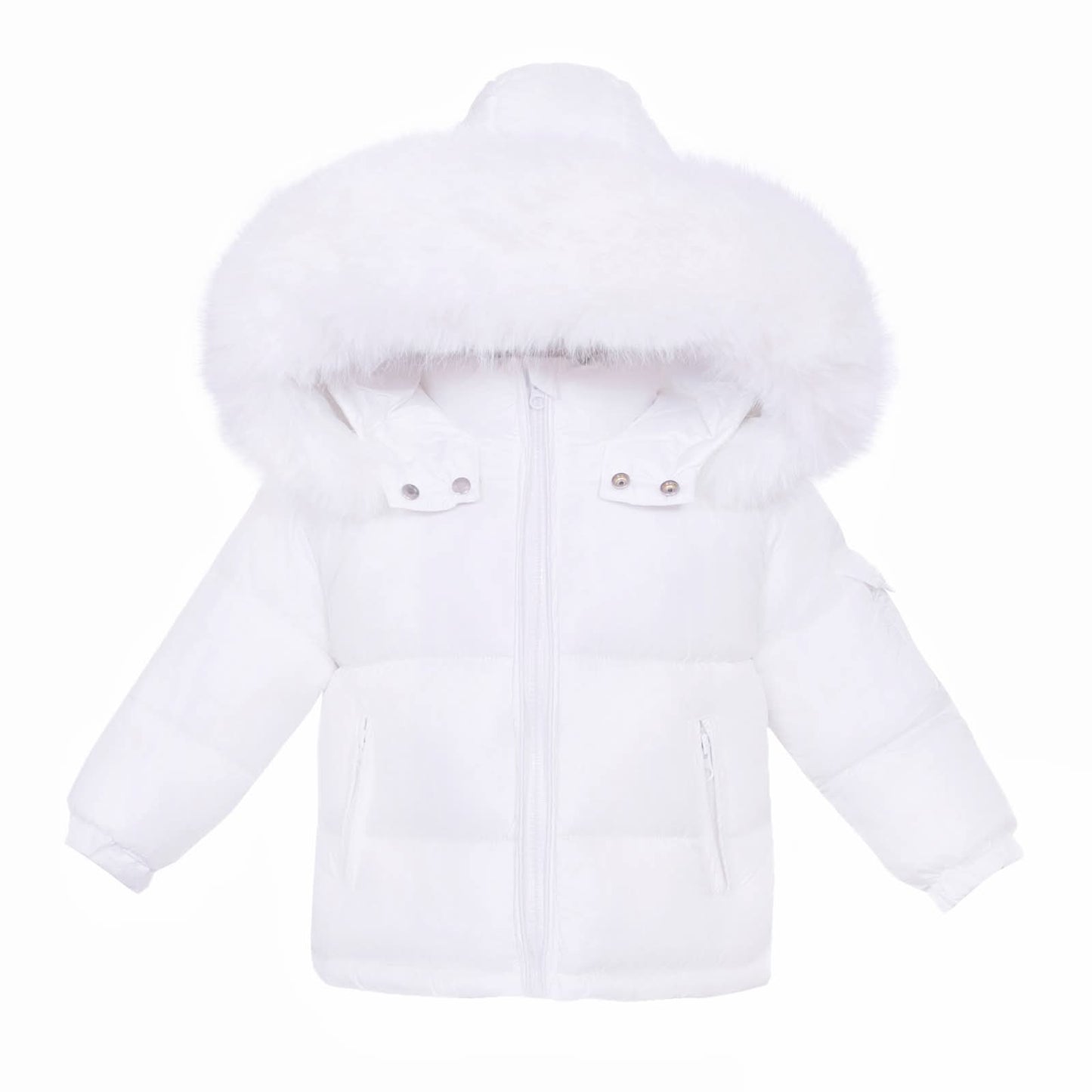 Wee me white puffer jackets with fur hood