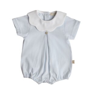 Baby Gi Blue Romper with Pique Collar