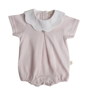 Baby Gi Pink Romper with Pique Collar